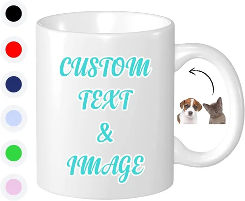 Miniatura 12 de Tazas de café con foto personalizadas, 11 onzas, tazas personalizadas con nombre de imagen/texto, regalos personalizados para el día de San Negro