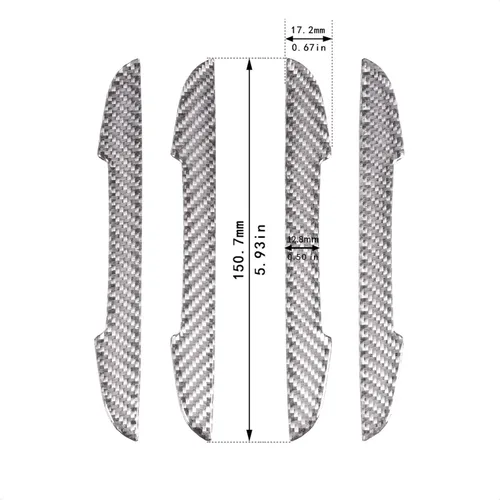 Miniatura 2 de 4 piezas de protector de borde de puerta universal de fibra de carbono real con textura tejida de sarga de 2 mm, protector antiarañazos para pintar