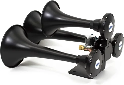 Miniatura 7 de HornBlasters Outlaw - Bocina de tren negra de 12/24 voltios solamente - 3 trompetas - gran sonido