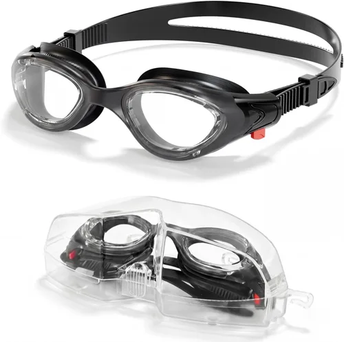 Aegend Gafas de natación antivaho sin fugas para adultos, hombres y mujeres claro negro