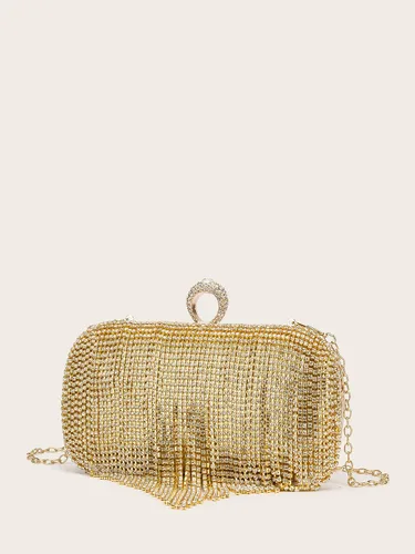 Miniatura 4 de LETODE Bolso de mano de lujo con borlas para mujer, bolso de mano de imitación para boda