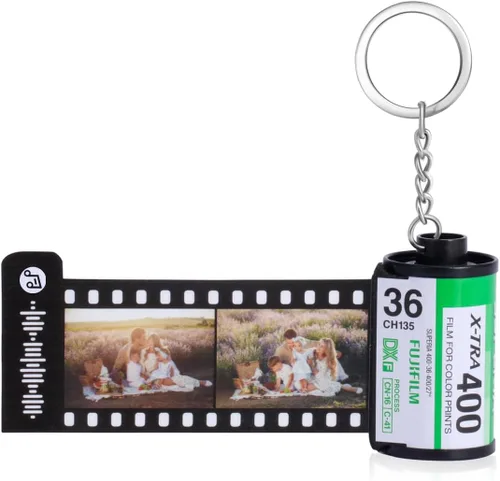 Llaveros personalizados con fotos, llavero personalizado con rollo de película de cámara de imagen, regalo para novio