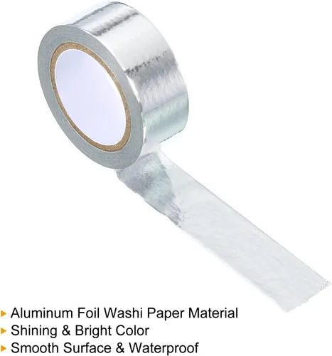 Miniatura 3 de PATIKIL Cinta Washi metálica de 0.591 in x 16.4 ft, 2 rollos de adhesivo autoadhesivo para decoración de manualidades, color plateado Plata