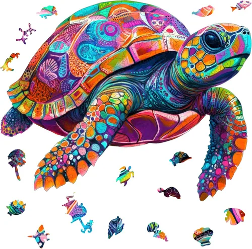 Miniatura 10 de Rompecabezas de madera Mys Aurora, rompecabezas de tortuga marina 300 piezas, rompecabezas de madera único de 5 mm con forma de animal para adultos