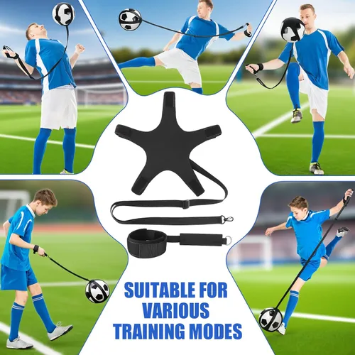 Miniatura 6 de TOBWOLF Cinturón de muñeca entrenador de patadas de fútbol individual, entrenadores de balón de fútbol con mango ajustable y cuerda que se adapta a