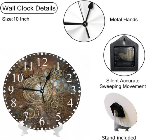 Miniatura 3 de Reloj de Pared Bohemio con Textura Paisley de 10 Pulgadas Operado por Batería Vector Color Rojo Brillante Reloj Silencioso Sin Tictac Relojes