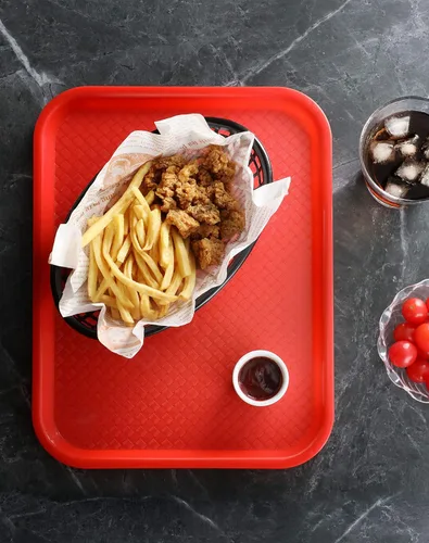 Miniatura 5 de New Star Foodservice Bandeja de comida rápida, juego de 12 (rojo, 10 x 14 pulgadas)