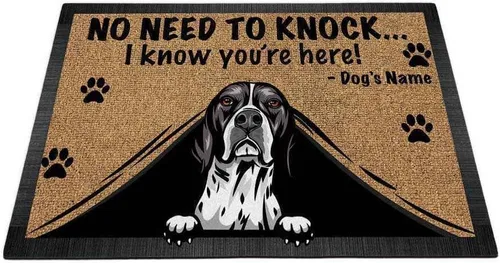Miniatura 25 de Felpudo personalizado para amantes de los perros, diseño de pastor alemán, No Need to Knock I Konw You're Here, 27.5 x 17.7 pulgadas German Shepherd