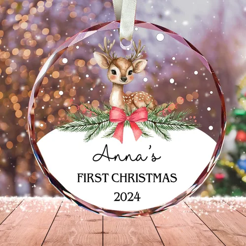 Miniatura 12 de Adorno de cristal personalizado para anuncio de bebé, adorno de Feliz Navidad, abuela y abuelo te veo en 2024, regalo de abuelos promocionados