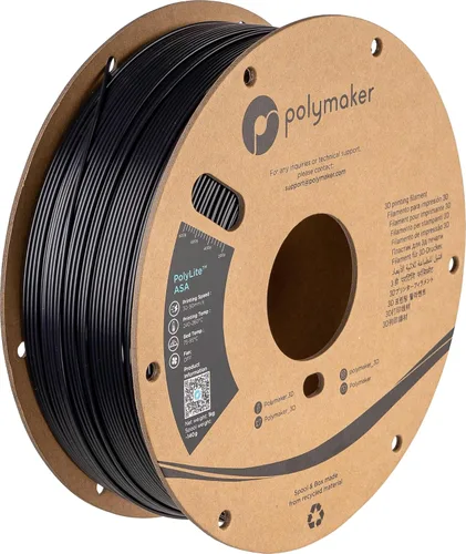 Polymaker ASA Filamento 1.75mm Negro, 1kg ASA Filamento para Impresión 3D, Resistente al Calor y a la Intemperie - ASA Filamento para Impresora 3D