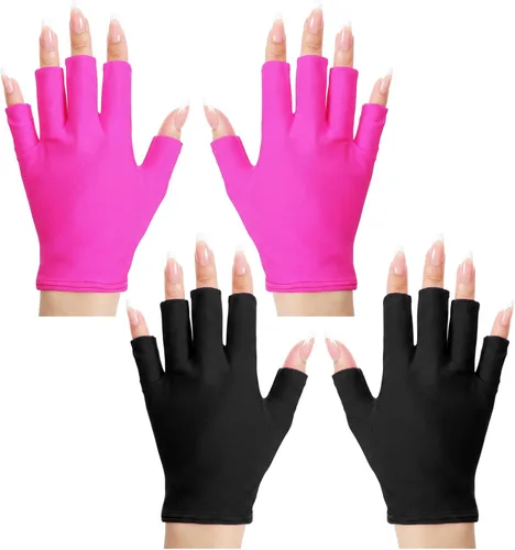 2 pares de guantes UV para lámpara de uñas de gel, guantes de protección UV sin dedos UPF para manicura, arte de uñas, actividades al aire libre,