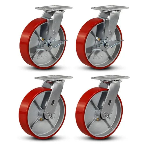 Miniatura 68 de Ruedas industriales de 4 x 2 pulgadas, ruedas resistentes, ruedas de poliuretano, capacidad de hasta 3200 libras. Uso para camión de plataforma