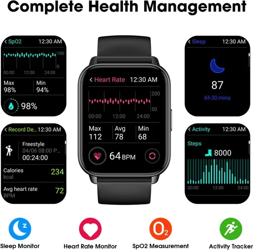 Miniatura 3 de Reloj inteligente (Responder/Hacer llamada) para mujeres y hombres, rastreador de fitness con frecuencia cardíaca, oxígeno en sangre, monitor