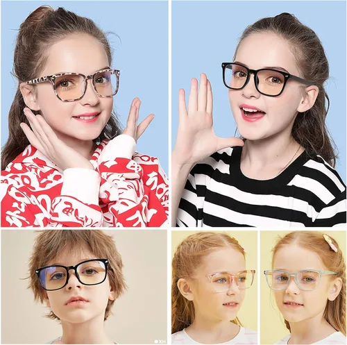 Miniatura 2 de Lentes de bloqueo de luz azul para niños, niñas, para computadora, juegos, televisión, marco de anteojos ligeros Paquete de 2 Negro+tortuga