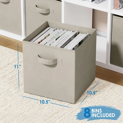 Miniatura 2 de Juego de 8 cubos de almacenamiento de tela plegables cestas organizadoras de tela plegables cajón para guardería incluye asas dobles Más