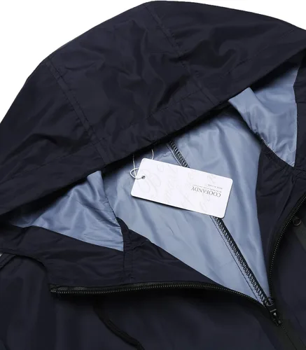 Miniatura 7 de COOFANDY Chubasquero largo para hombre, chaqueta impermeable para exteriores, con capucha