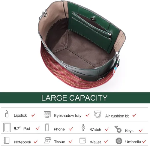 Miniatura 4 de BROMEN Bolsa Hobo para mujer, diseñada con cuero vegano, de hombro, bandolera