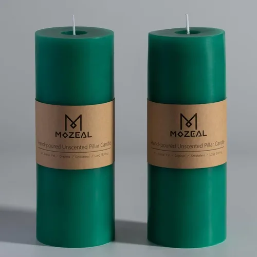 Miniatura 111 de MOZEAL Velas grandes sin perfume vertidas a mano de 3 x 8 pulgadas, sin humo, juego de 2, combustión lenta, sin goteo, aproximadamente 150 horas