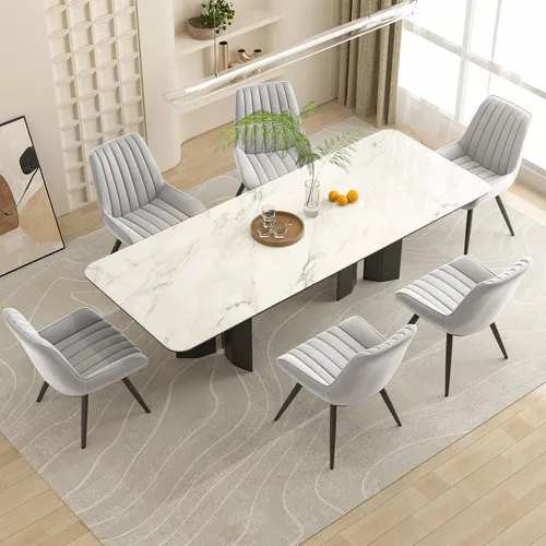 Miniatura 19 de Nalupatio Juego de 2 sillas de comedor modernas, cómodas sillas de comedor con cojines gruesos, sillas laterales tapizadas de tela con patas de Negro