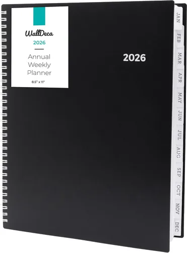 Miniatura 8 de WallDeca Agenda 2026, agenda con vista semanal y mensual, agenda diaria y calendario anual, encuadernado en espiral con pestañas, notas