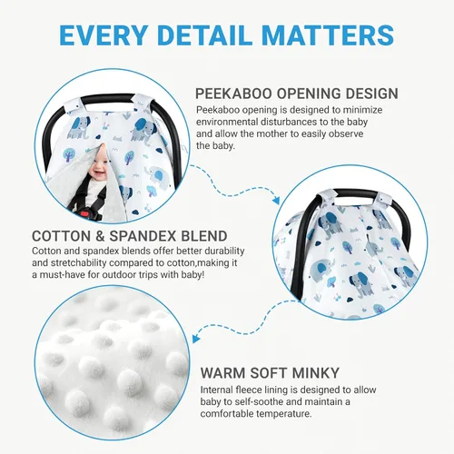 Miniatura 2 de Metplus Funda para asiento de coche 2 en 1 para bebé, toldo para asiento de coche para bebés, funda de lactancia multiusos para mamá, fundas