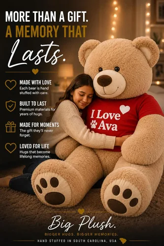 Miniatura 11 de Big Plush Oso de peluche personalizable gigante de 5 pies premium suave, peso 17 libras en caja grande, no envasado al vacío