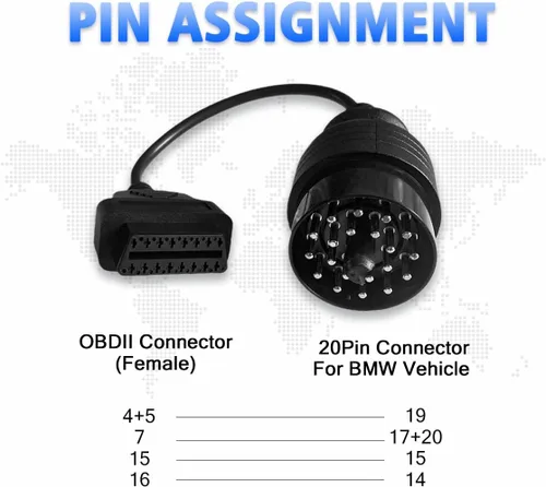 Miniatura 5 de Adaptador OBD1 a OBD2 para BMW de 20 pines, compatible con vehículos BMW E31 E32 E34 E36 E39 E38 E53 X 5 Z3, cable de diagnóstico de 20 pines