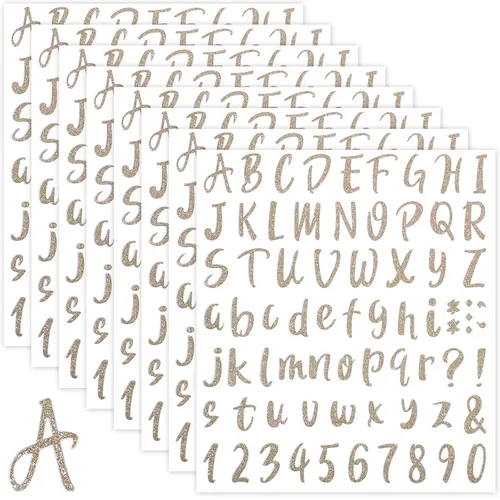 Miniatura 9 de 576 piezas de 8 hojas de calcomanías de letras de graduación, letras de vinilo autoadhesivas, calcomanías de números del alfabeto, calcomanías