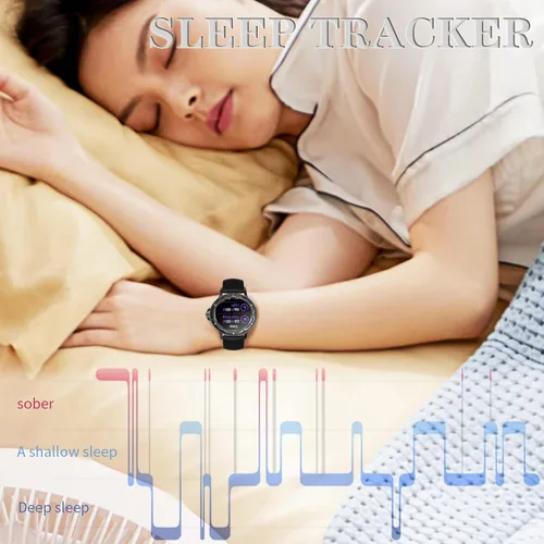 Miniatura 4 de Reloj para mujer Hombre Fitness Tracker, relojes inteligentes de diamantes rosas para mujer (respuesta/hacer llamadas) con pantalla táctil a