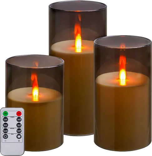 Miniatura 8 de Kiexung - Vela sin llama roja con luz de cuerda de hadas, llama de gota de agua, simulación avanzada de llama LED con velas remotas y temporizadas