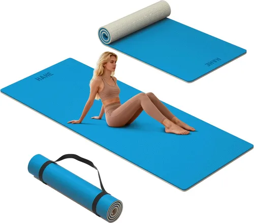 Miniatura 9 de HAHE Extra Thick Yoga Mat, 72"Lx32"Wx0.4"Th (10mm), Wide Non-slip Exercise Mats with Carry Strap, Double-Sided POE Fitness Mat for Yoga, Pilates &