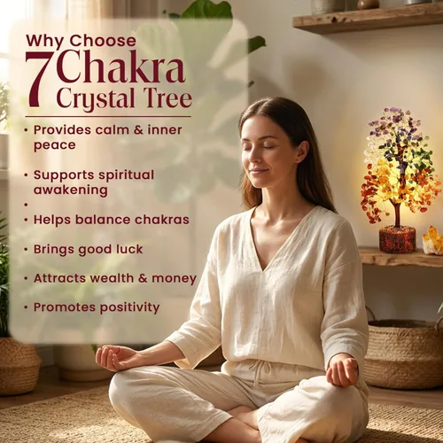 Miniatura 3 de Árbol de la vida de cristal curativo de 7 chakras, árboles bonsái hechos a mano para energía positiva, dinero y buena suerte, árbol para decoración