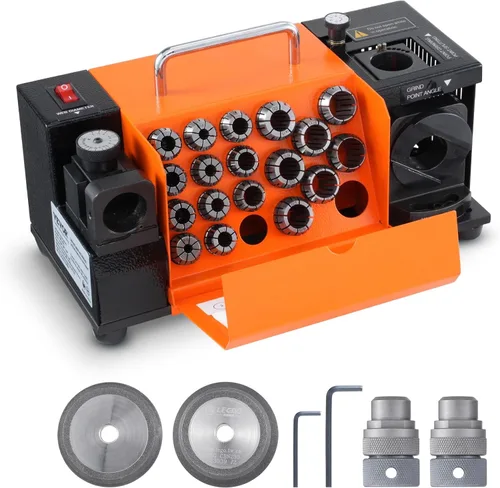 Miniatura 11 de VEVOR Afilador de Brocas, Afiladora y Rectificadora de Brocas MR-13A 3-13mm, Ángulo de Punta Ajustable de 95° a 135°, Afiladora Portátil de Brocas