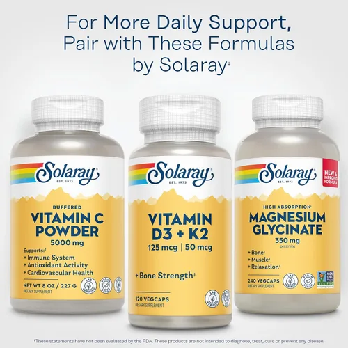 Miniatura 6 de SOLARAY Vitamina C en polvo de 5000 mg – Vitamina C tamponada con 570 mg de calcio – Suplemento antioxidante e inmunológico, apoyo para la salud