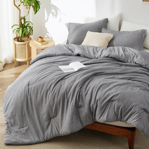 Miniatura 55 de Bedsure - Juego de edredón queen - Juego de ropa de cama refrescante y cálida, ropa de cama reversible gris claro para todas las estaciones, 3 03