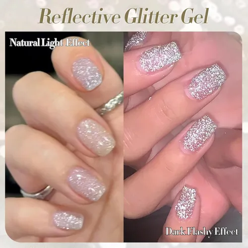 Miniatura 6 de Born Pretty Esmalte de uñas de gel con purpurina reflectante, 6 colores de primavera y verano, esmalte de gel holográfico de larga duración, juego