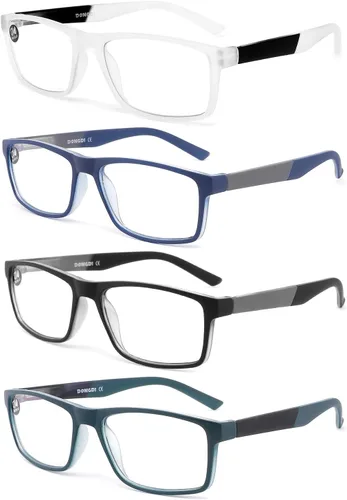 Gafas de lectura con bloqueo de luz azul, paquete de 4 lectores de computadora para mujeres y hombres, anteojos con filtro de rayos UV antirreflejos