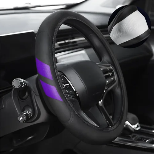 Miniatura 7 de Funda de cuero para volante compatible con Ram 1500 Silverado GMC Sierra 1500 (1500-rojo)