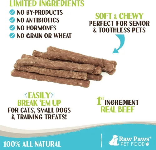Miniatura 2 de Raw Paws Golosinas suaves sin granos para perros y gatos – Receta de ternera, 6 onzas – Golosinas para perros de carne seca hechas en Estados Unidos