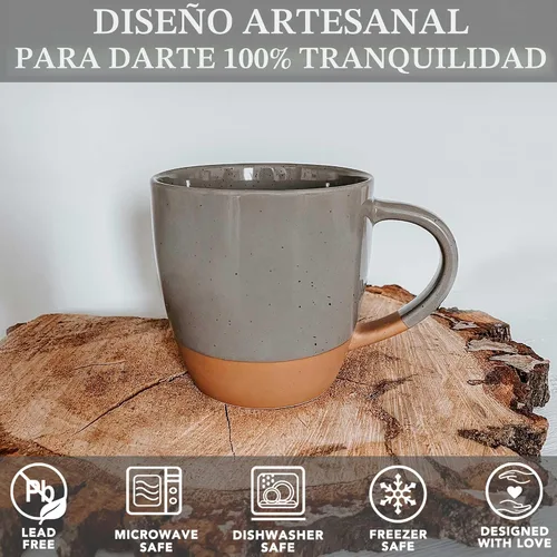 Miniatura 4 de Mora - Juego de 4 tazas grandes de cerámica con leche, 16 onzas, tazas de café de porcelana con mango grande, modernas, bohemias, estilo único