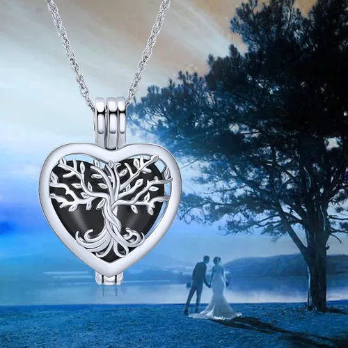 Miniatura 5 de shajwo Collar de cenizas de urna de árbol de la vida para mujeres y hombres, amado, dije conmemorativo de ceniza humana