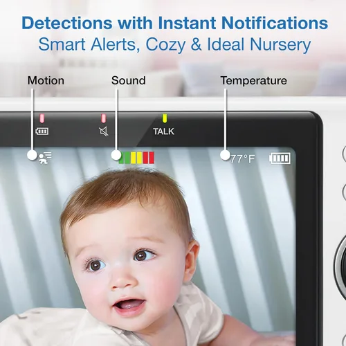 Miniatura 9 de VTech Monitor de bebé WiFi inteligente de 2 cámaras con cámara FHD de 1080p y pantalla IPS HD de 5", aplicación gratuita con video de detección