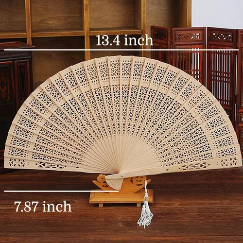 Miniatura 2 de Abanicos de madera de sándalo, 50 abanicos de mano con 50 bolsas de organza Abanicos De Mano Abanicos de Mano Abanicos de Mano Abanicos de Mano