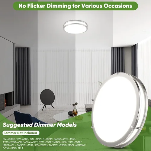 Miniatura 3 de Lámpara de techo LED de montaje empotrado de 36 W, lámpara de techo LED de 13 pulgadas 3600 LM, lámpara de techo moderna 2700 K/3000 K/4000 K/5000