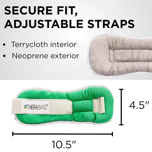Miniatura 4 de Theraband 25871 Comfort Fit - Juego de pesas para tobillo y muñeca, 1.5 libras, color verde