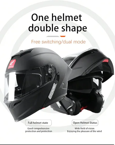 Miniatura 5 de Modular Motorcycle Helmet, Flip Up Full Face Helmet with Dual Visor & Smoked Sunshield, DOT Approved Street Bike Helmet for Men & Women, Quick