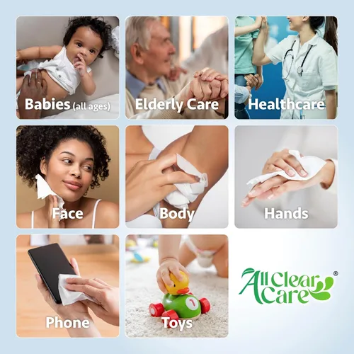 Miniatura 9 de All Clear Care Toallitas para bebé, paquete de 24 unidades sin perfume (1920 toallitas), 99% de agua para pieles sensibles, grandes, suaves