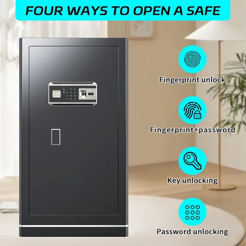 Miniatura 5 de Caja de seguridad biométrica de 6.5 pies cúbicos, caja de seguridad para el hogar con bolsa a prueba de fuego e impermeable, caja de seguridad