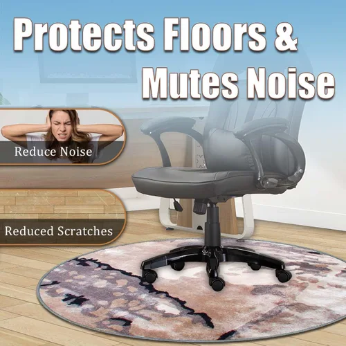 Miniatura 5 de Tapete para silla de oficina de pelo corto, antideslizante, que reduce el ruido, tapete redondo de 47 pulgadas, tapete decorativo para oficina