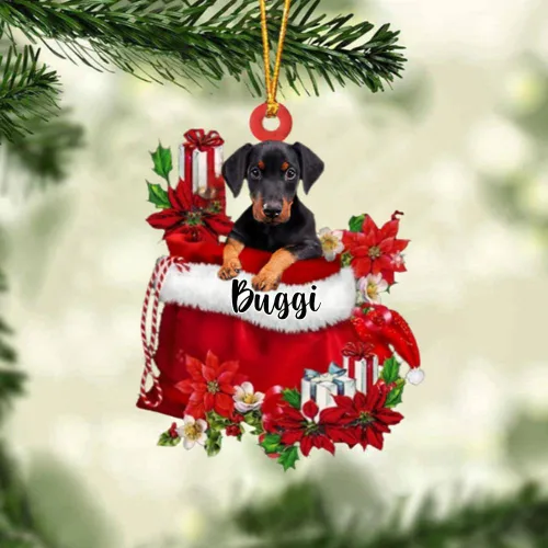 Miniatura 111 de Perro Akita Inu personalizado en bolsa de regalo, adorno de Navidad, nombre personalizado, regalo para amantes de los perros, familia, Navidad